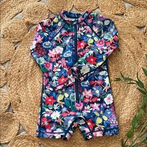 Tea Collection 2T Floral Zip Front Rash guard